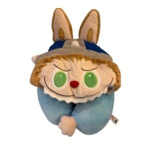 Blue and Brown Plush Pillow with Ears
